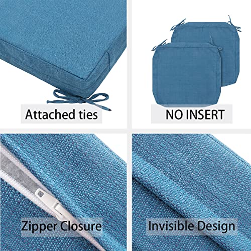 FUNHOME Outdoor Cushion Covers 24 x 24 x 4 inch,Set of 2,Replacement Square Seat Cushion Cover for Patio Furniture Chair,Water Resistant,Fade-Resistant Slipcover Only,No Insert(Light Blue) - Image 2