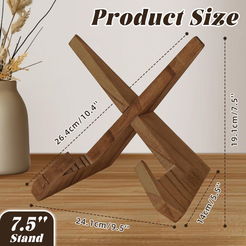 KINYFY Wooden Vinyl Record Stand, Wood Plate Holder Display Stand, Wooden Picture Frame Holder for Displaying Plates, Photos, Cookbooks, Vinyl Records - Image 2
