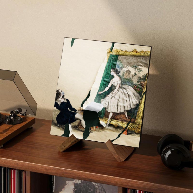KINYFY Wooden Vinyl Record Stand, Wood Plate Holder Display Stand, Wooden Picture Frame Holder for Displaying Plates, Photos, Cookbooks, Vinyl Records - Image 3