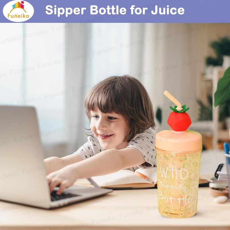 Funeiko Ice Designed Tumbler Sipper Bottle for Juice Soft Drinks with Lid and Straw 270 ML Pack of 1 Assorted Color - Image 5