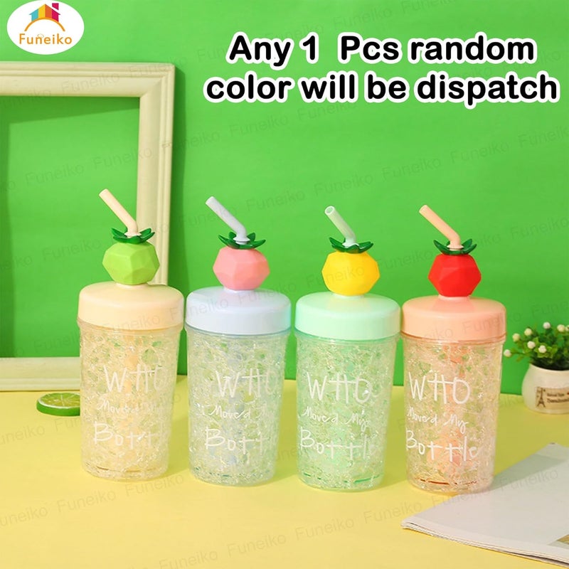 Funeiko Ice Designed Tumbler Sipper Bottle for Juice Soft Drinks with Lid and Straw 270 ML Pack of 1 Assorted Color - Image 4