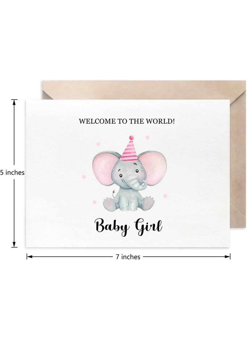 MAGJUCHE MAGJUCHE Pink Elephant New Baby Card for Girl Cute Welcome To The Wold Baby Girl Card  - Image 3