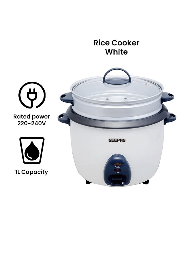 GEEPAS Electric Rice Cooker 1 L 400 W GRC4325 White/Black/Clear - Image 2