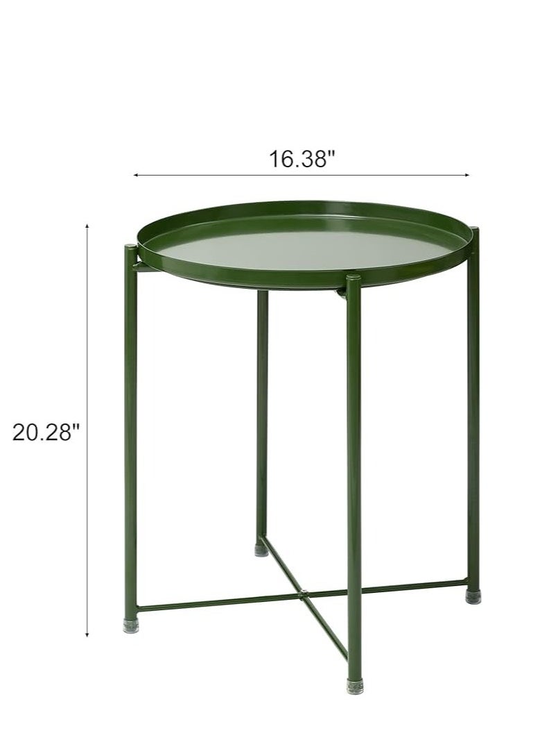 PENG GENERAL Round Metal Tray End Table Green 53x44x44cm  - Image 2