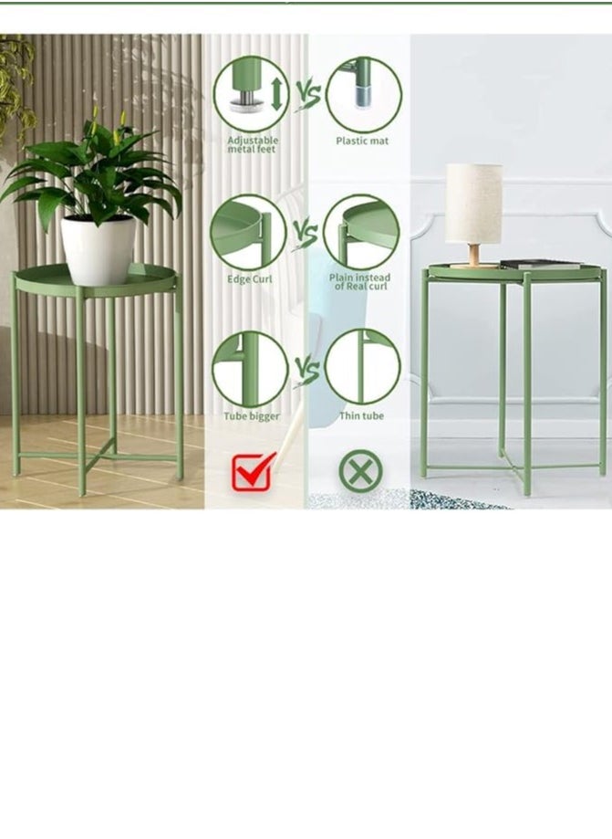 PENG GENERAL Round Metal Tray End Table Green 53x44x44cm  - Image 5