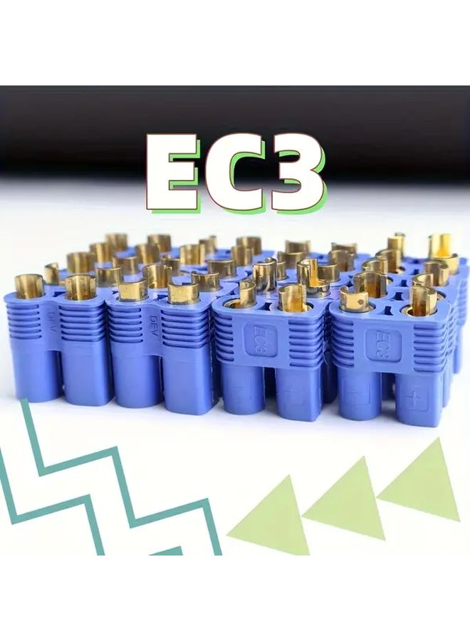 EC3 موصلات الموز عالية التيار 6 دبوس أزرق بلاستيك ذكر وأنثى أطراف البطارية اتصالات مطلية بالذهب - Image 1