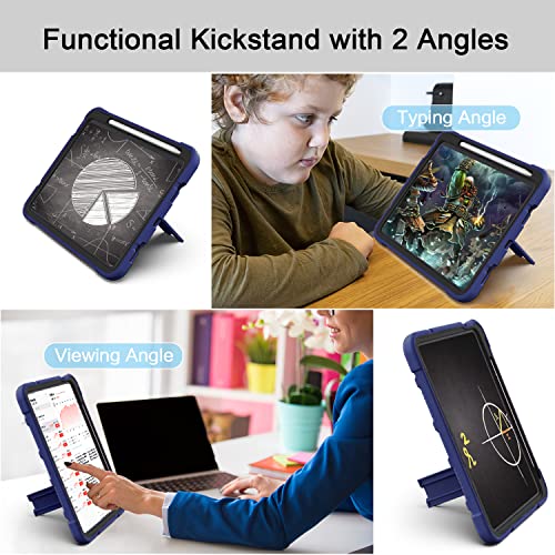 Azzsy Case for iPad (A16) 11th Generation 11 Inch 2025 / iPad 10th Generation 10.9 Inch 2022, [Built-in Pencil Holder] Heavy Duty Shockproof Rugged Protective Case, Navy Blue2 - Image 3