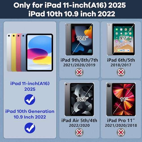 Azzsy Case for iPad (A16) 11th Generation 11 Inch 2025 / iPad 10th Generation 10.9 Inch 2022, [Built-in Pencil Holder] Heavy Duty Shockproof Rugged Protective Case, Navy Blue2 - Image 2