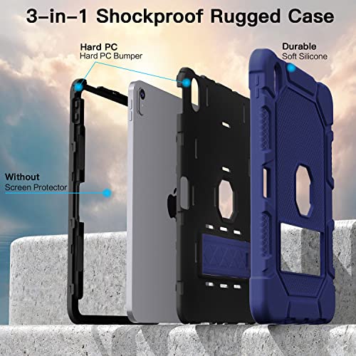 Azzsy Case for iPad (A16) 11th Generation 11 Inch 2025 / iPad 10th Generation 10.9 Inch 2022, [Built-in Pencil Holder] Heavy Duty Shockproof Rugged Protective Case, Navy Blue2 - Image 5