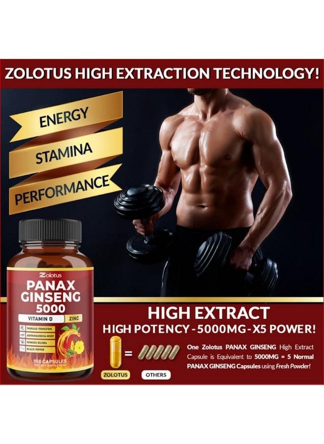 Zolotus - 7 In 1 Premium Panax Ginseng + Tribulus Terrestris 5 Months Supply 5000 Mg Per Capsule Wtih Ashwagandha Gingko Biloba - Image 1