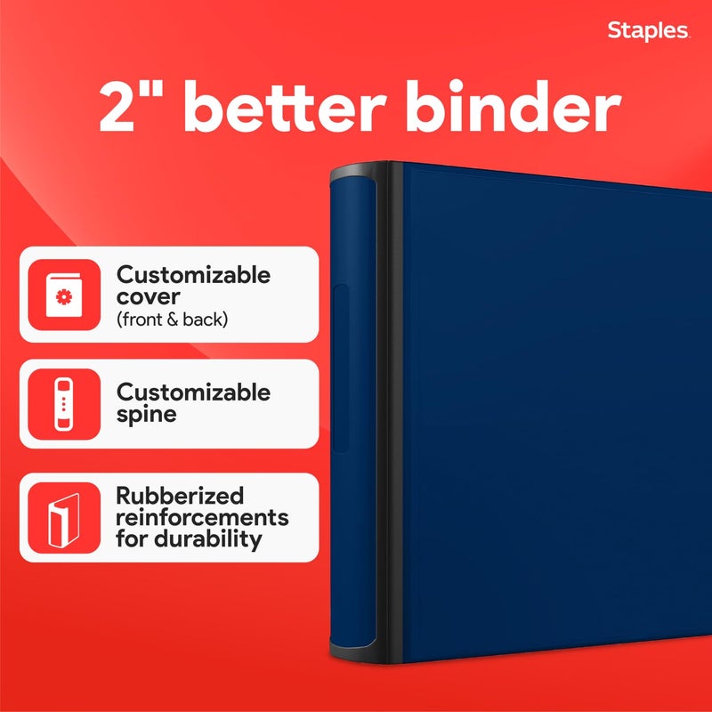 Staples Better Binder 2-Inch 3-Ring Binder, Blue â€“ Heavy-Duty Binder for School & Office Organization - Image 2