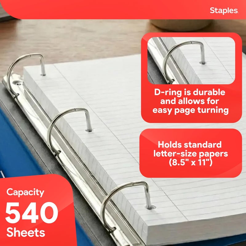 Staples Better Binder 2-Inch 3-Ring Binder, Blue â€“ Heavy-Duty Binder for School & Office Organization - Image 3