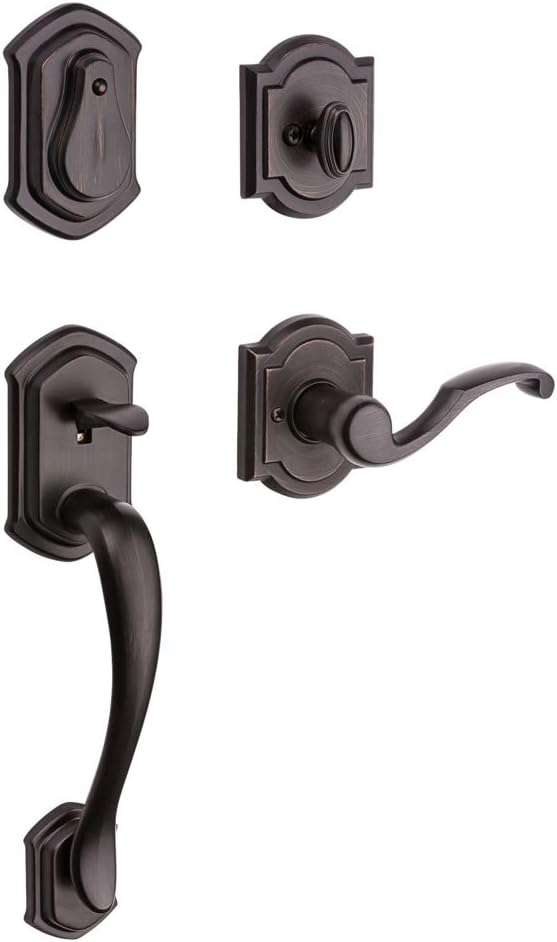Baldwin Baldwin Medina Front Entry Handleset with Interior Lever Featuring SmartKey Deadbolt ReKey Technology and Microban Protection in Venetian Bronze  - Image 1