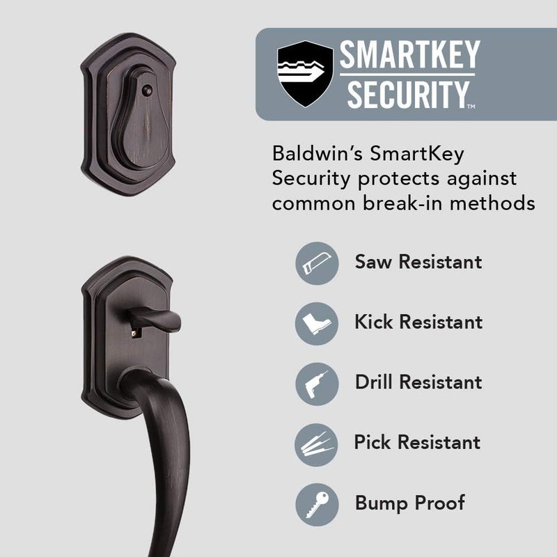 Baldwin Baldwin Medina Front Entry Handleset with Interior Lever Featuring SmartKey Deadbolt ReKey Technology and Microban Protection in Venetian Bronze  - Image 2