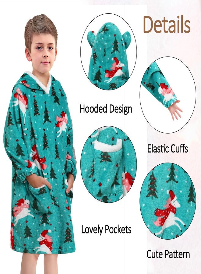 Redair Wearable Blanket Hoodie for Kids Girls Christmas Hoodie Blanket Sweatshirt Cozy Warm Sweater with Hood Pocket 7 8 9 10 Years Birthday Gifts - Image 3