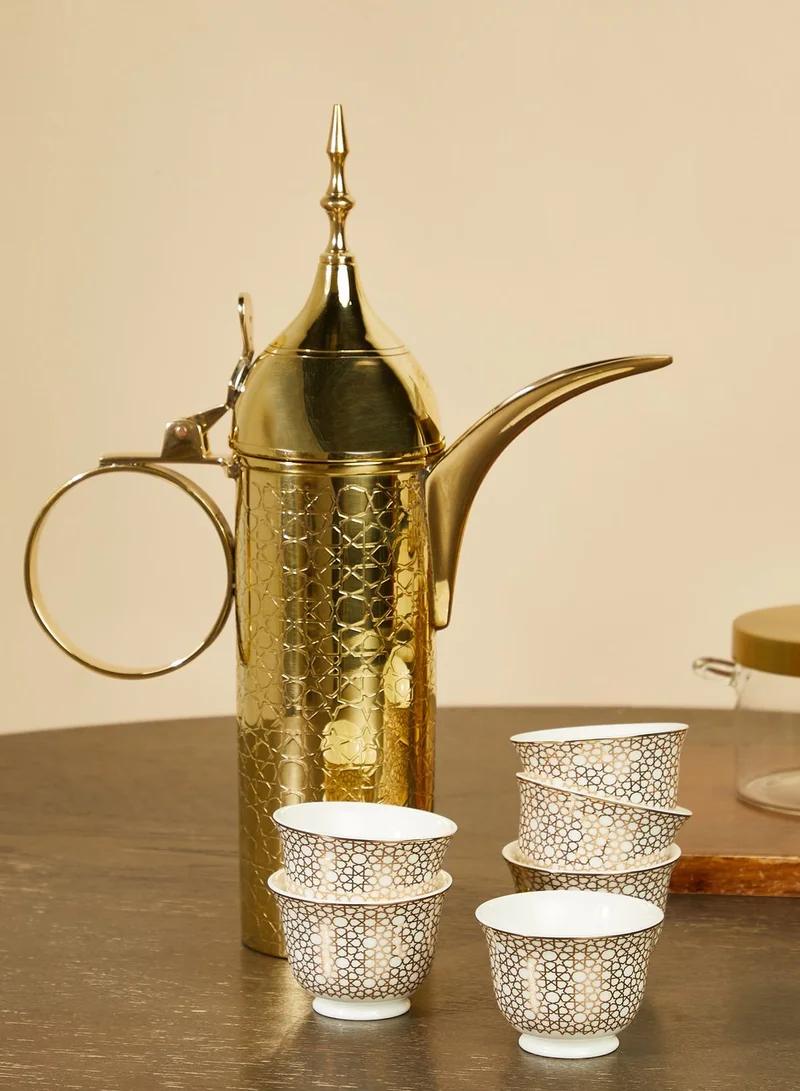 Zarina Set Of 6 Arabesque Cups With Dallah