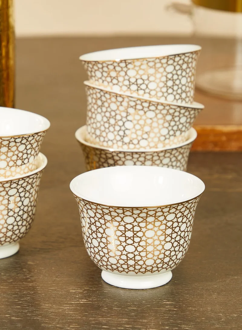 Zarina Set Of 6 Arabesque Cups With Dallah