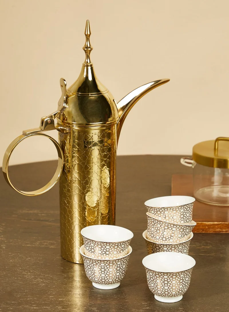 Zarina Set Of 6 Arabesque Cups With Dallah