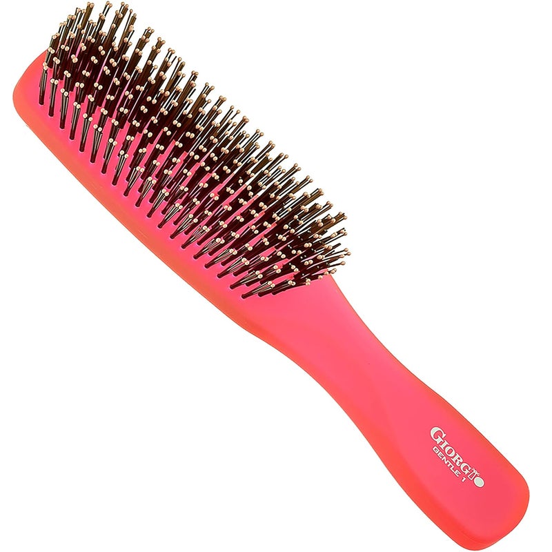 Giorgio GION1R Neon Red 775 inch Gentle Touch Detangler Hair Brush for Men and Women Soft Bristles for Sensitive Scalp Wet and Dry for all Hair Types Scalp Massager Brush Stimulate Hair Growth