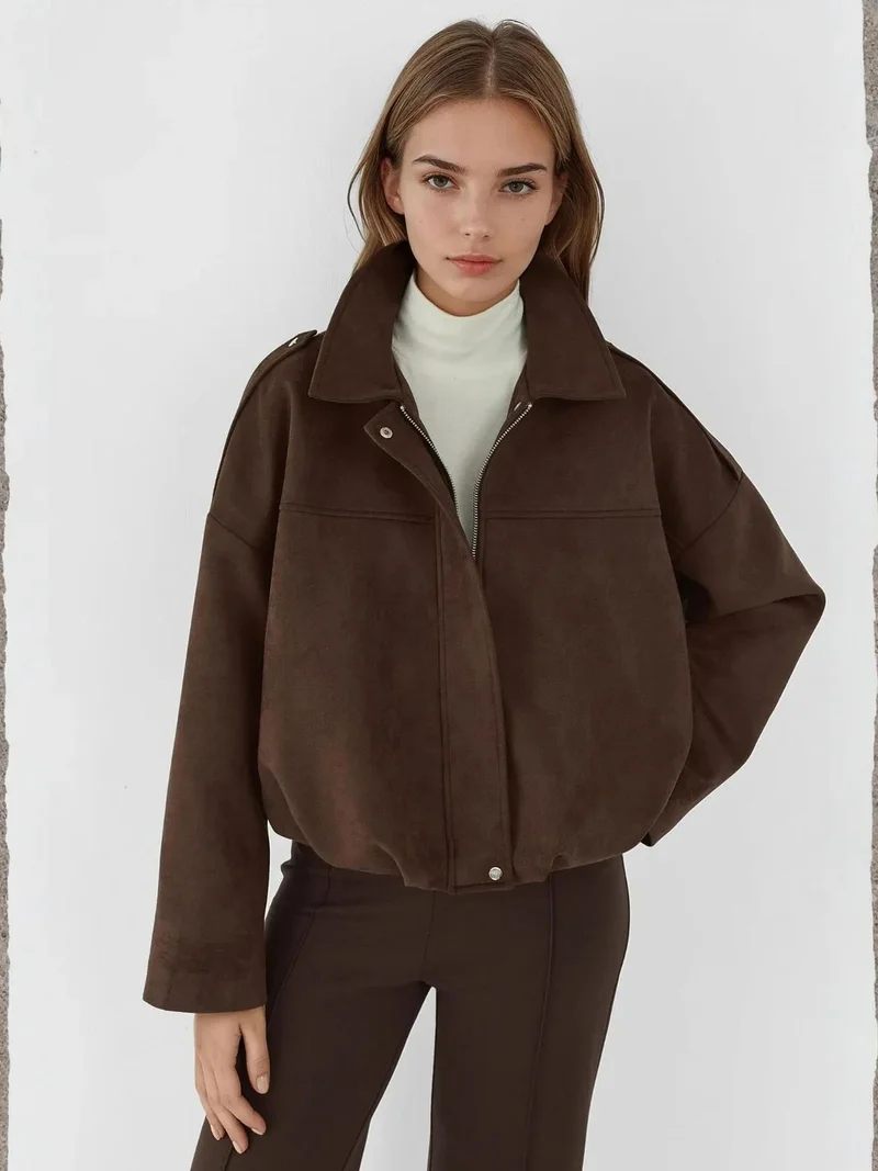 زوبعة جاكيت بومبر سويدي ناعم الملمس