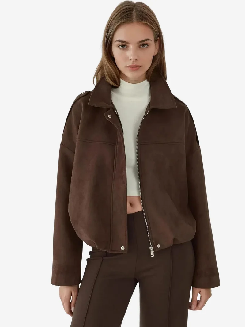 زوبعة جاكيت بومبر سويدي ناعم الملمس