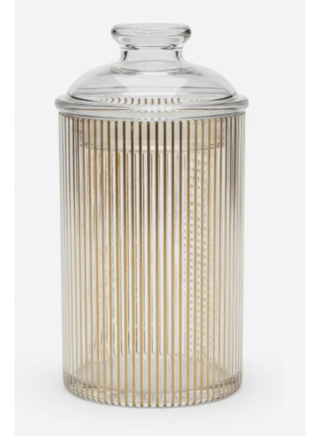 AKDC Contemporary Round Airtight Acrylic Storage Canister – Transparent Body with Unique Modern Design, Premium Kitchen Jar, 1000 ml - Image 1