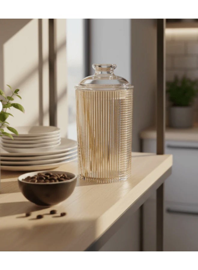 AKDC Contemporary Round Airtight Acrylic Storage Canister – Transparent Body with Unique Modern Design, Premium Kitchen Jar, 1000 ml - Image 3