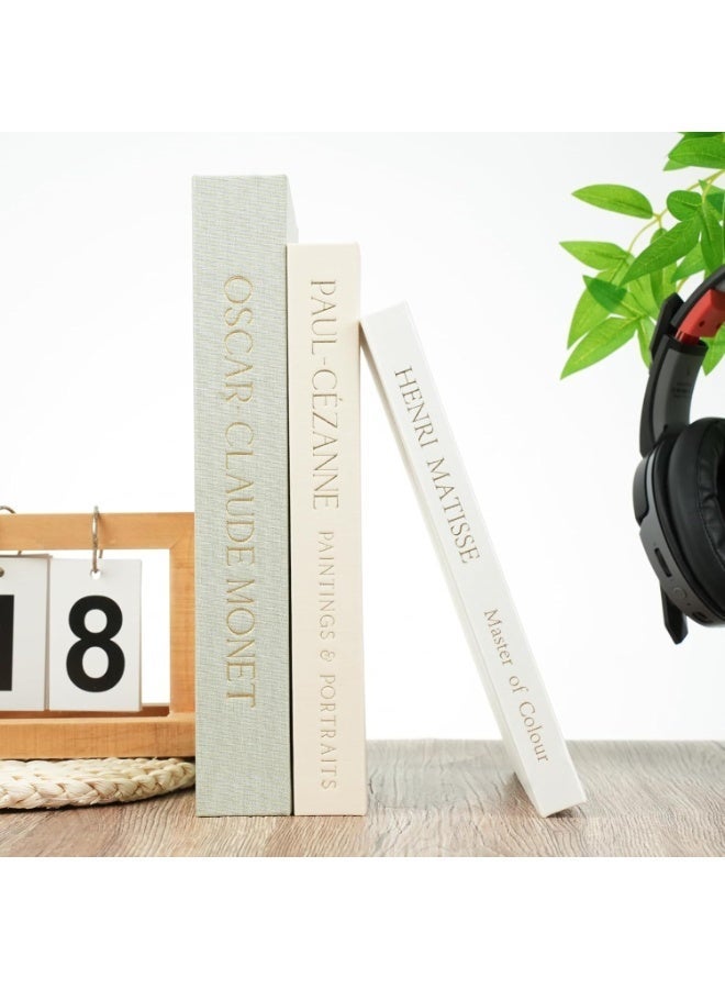 Decorative Books Set of 3, Beautiful Linen Boxes Decor Coffee Table Bookshelf or Mantle, Modern Hardcover Stacked Display Books, Storage Box, Photo Storage and as a Keepsake Box (Gray+Beige+White) - Image 3