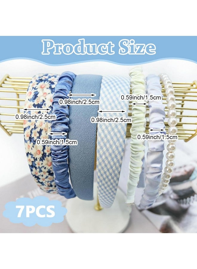 PALAY¬Æ 7pcs Headband for Women Different Designs Headband for Girls Stylish Pearl Flower Hair Bands Non-slip Solid Headbands Set Gift - Image 2