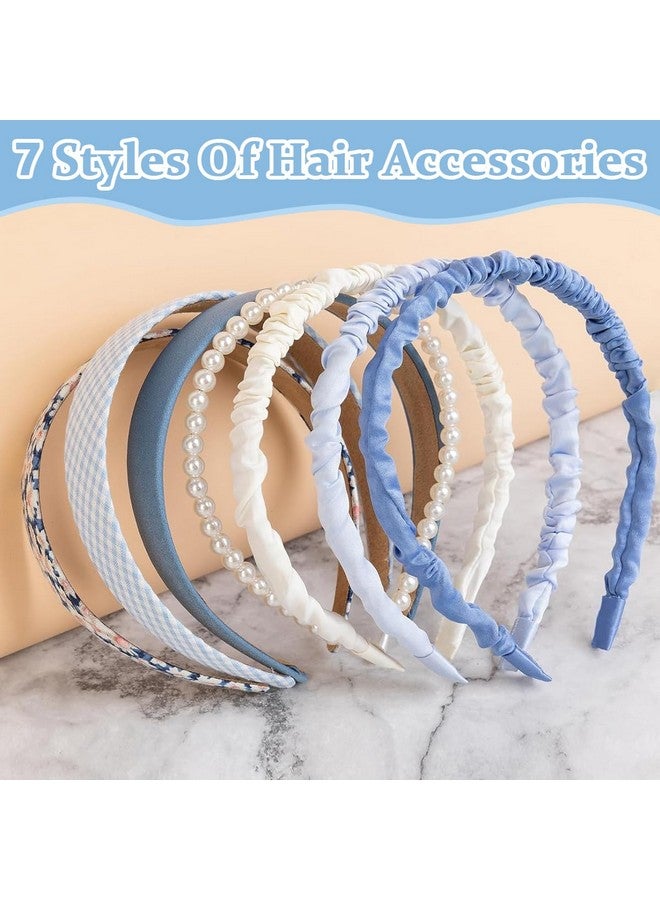 PALAY¬Æ 7pcs Headband for Women Different Designs Headband for Girls Stylish Pearl Flower Hair Bands Non-slip Solid Headbands Set Gift - Image 4