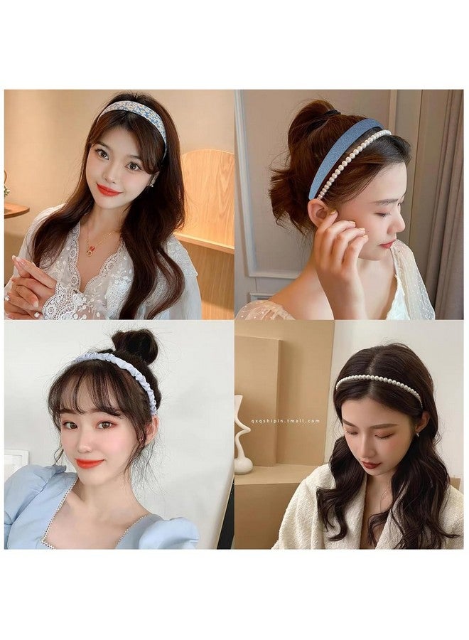 PALAY¬Æ 7pcs Headband for Women Different Designs Headband for Girls Stylish Pearl Flower Hair Bands Non-slip Solid Headbands Set Gift - Image 5
