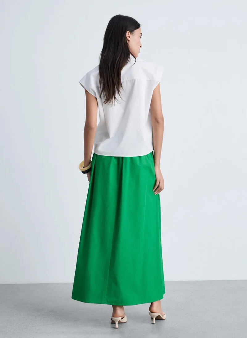 MANGO Popplinv Flared Skirt