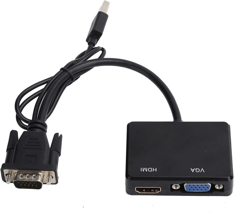 محول VGA إلى كابل VGA من ZASCHMOY، داعم لواجهة الوسائط المتعددة عالية الدقة ومحول لشاشتين (أسود) - Image 2