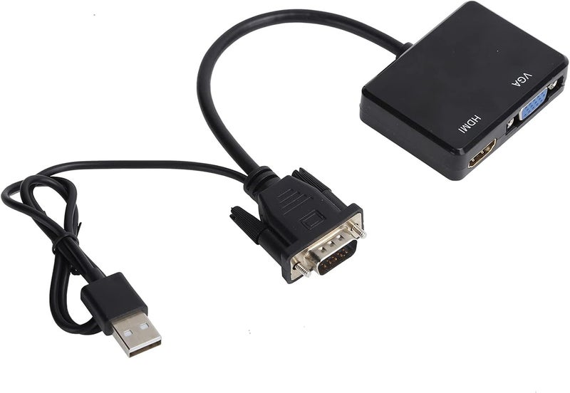 محول VGA إلى كابل VGA من ZASCHMOY، داعم لواجهة الوسائط المتعددة عالية الدقة ومحول لشاشتين (أسود) - Image 4