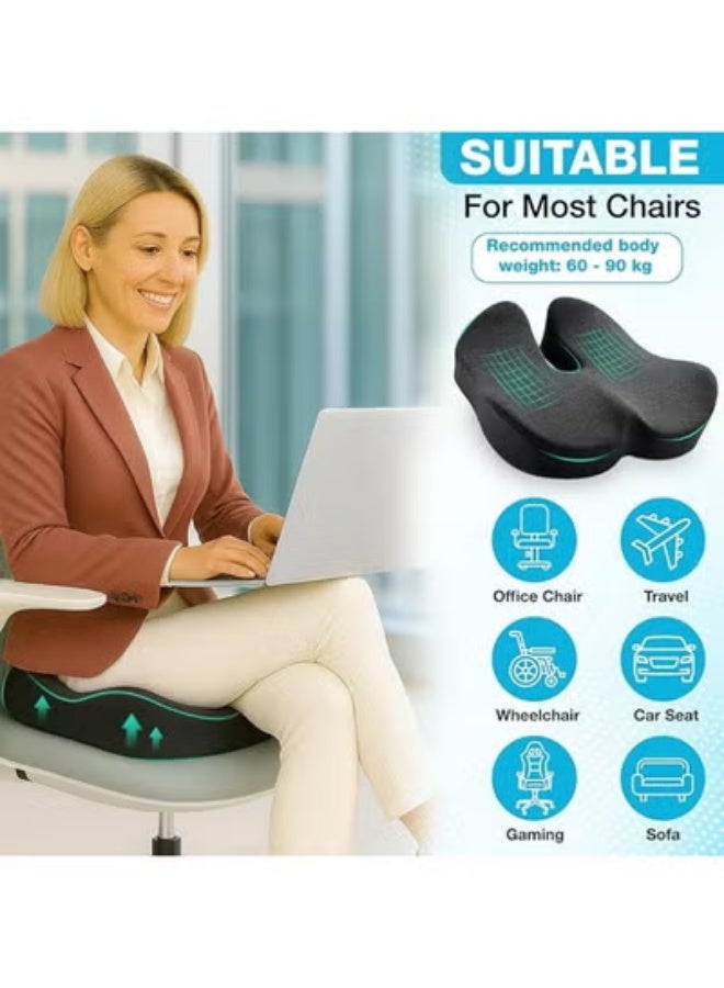 Ergonomic Memory Foam Coccyx Seat Cushion for Tailbone and Back Support – Comfortable Sitting Pillow for Office Car and Wheelchair Use - Image 3