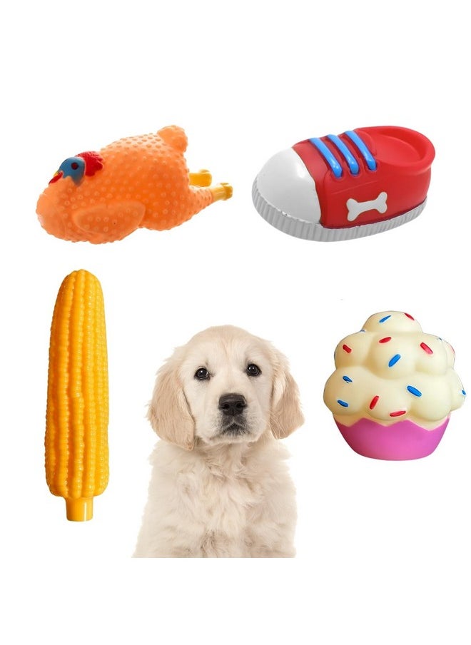 Sage Square Premium Squeaky Toy Set Of 4 For Dogs - Durable, Chewable, Rubber Toys, Multiple Fun Shapes & Colors For Interactive Play, Teething Relief, Keeps Entertained, Happy (Combo No. 2)  - Image 1