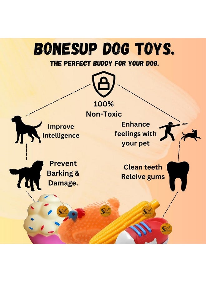 Sage Square Premium Squeaky Toy Set Of 4 For Dogs - Durable, Chewable, Rubber Toys, Multiple Fun Shapes & Colors For Interactive Play, Teething Relief, Keeps Entertained, Happy (Combo No. 2)  - Image 4