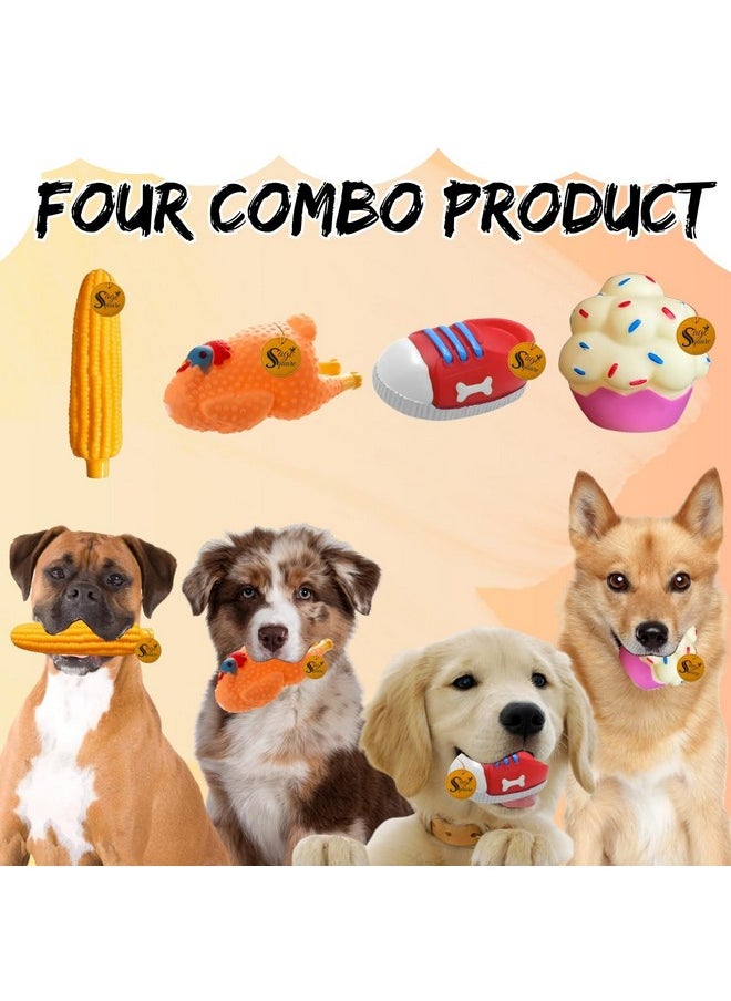 Sage Square Premium Squeaky Toy Set Of 4 For Dogs - Durable, Chewable, Rubber Toys, Multiple Fun Shapes & Colors For Interactive Play, Teething Relief, Keeps Entertained, Happy (Combo No. 2)  - Image 2