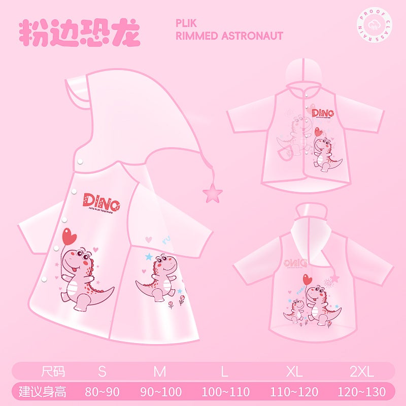 Little Dinosaur Children Raincoat Cartoon Kindergarten Baby Children Primary School Students Transparent Raincoat Boys And Girls - Image 1