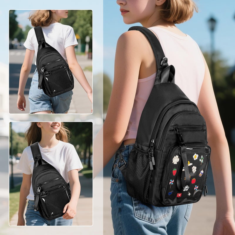 Prokva Ita Bag Crossbody Pin Display Sling Bag with Insert, Ita Chest Pack Backpack with Clear Pocket for Trading Pins, Comic Con, Travel, Black - Image 5