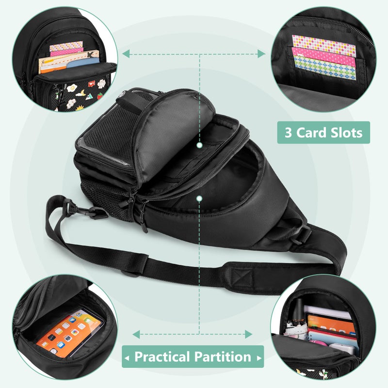 Prokva Ita Bag Crossbody Pin Display Sling Bag with Insert, Ita Chest Pack Backpack with Clear Pocket for Trading Pins, Comic Con, Travel, Black - Image 3