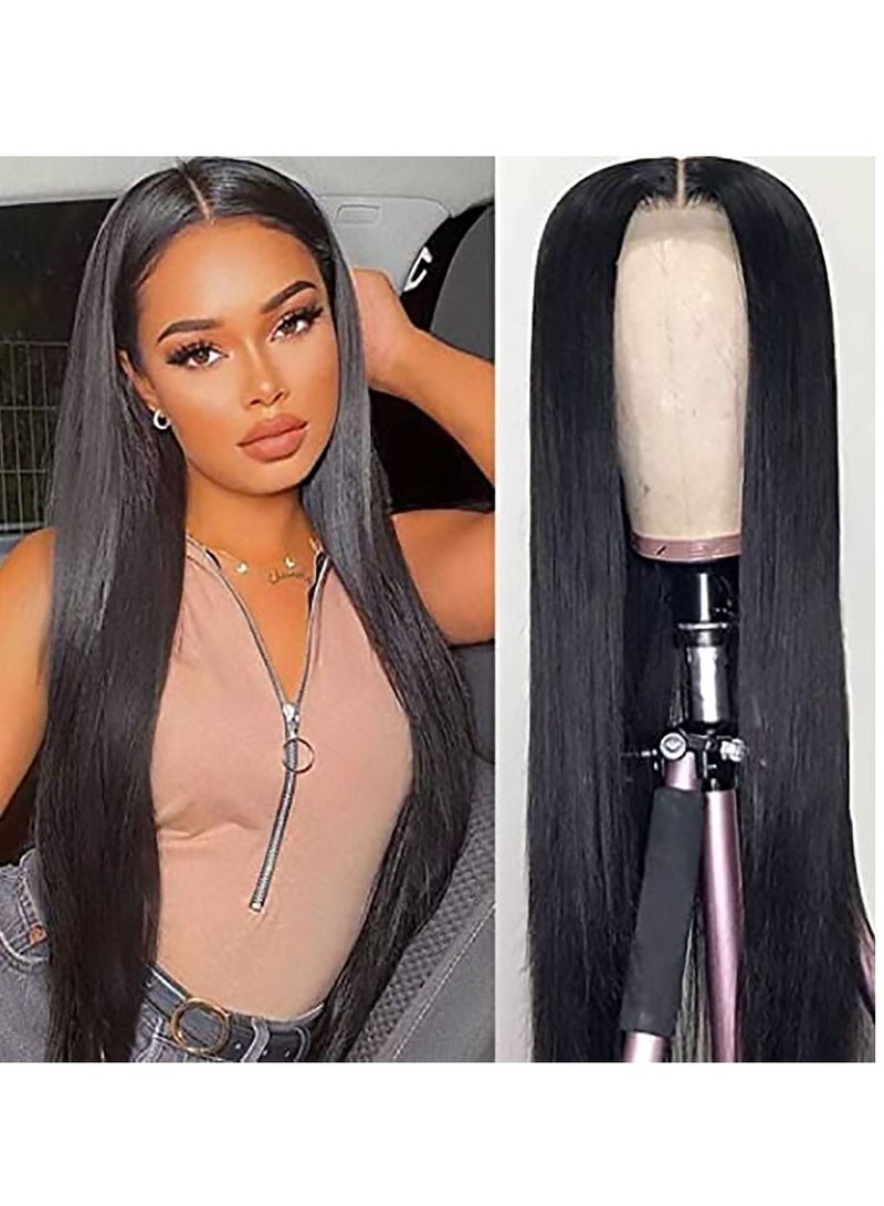 Estelle Long Curly Lace Front Wigs with Simulated Scalp Wig Heat Resistant Synthetic Wigs For Women 130% Density Black - Image 1