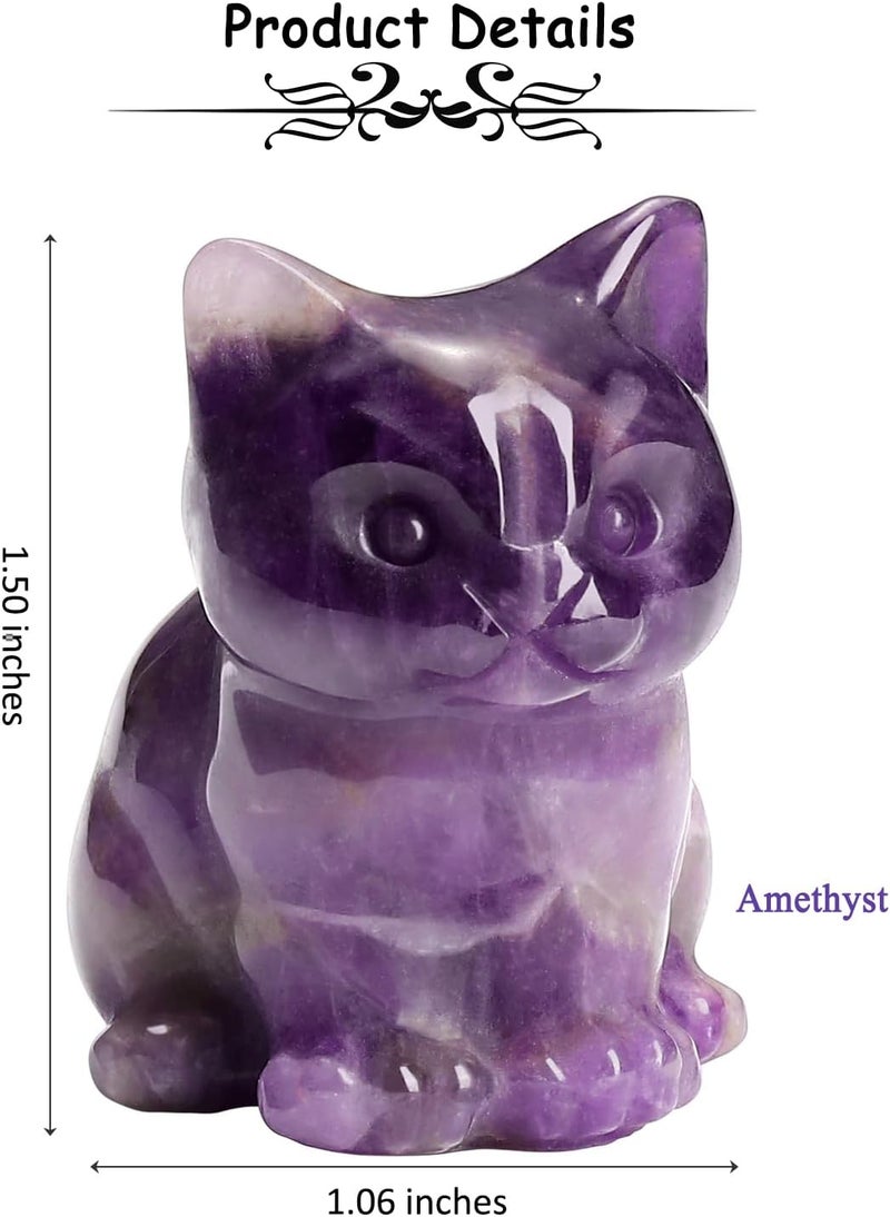 PESOENTH Amethyst Crystal Cat Figurine Ornament Purple Lucky Cat Statue Gifts for Women Home Office Desk Decor - Image 5