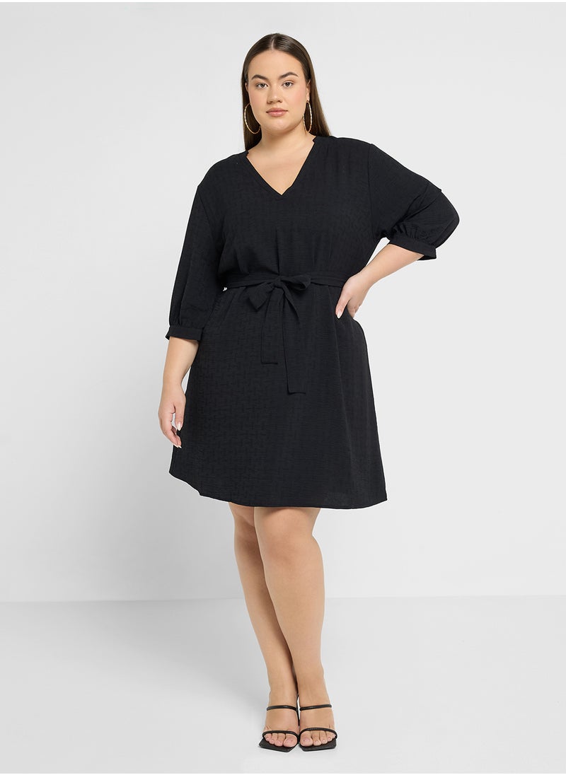 Vero Moda Curve V Neck Belted Dress  - Image 4
