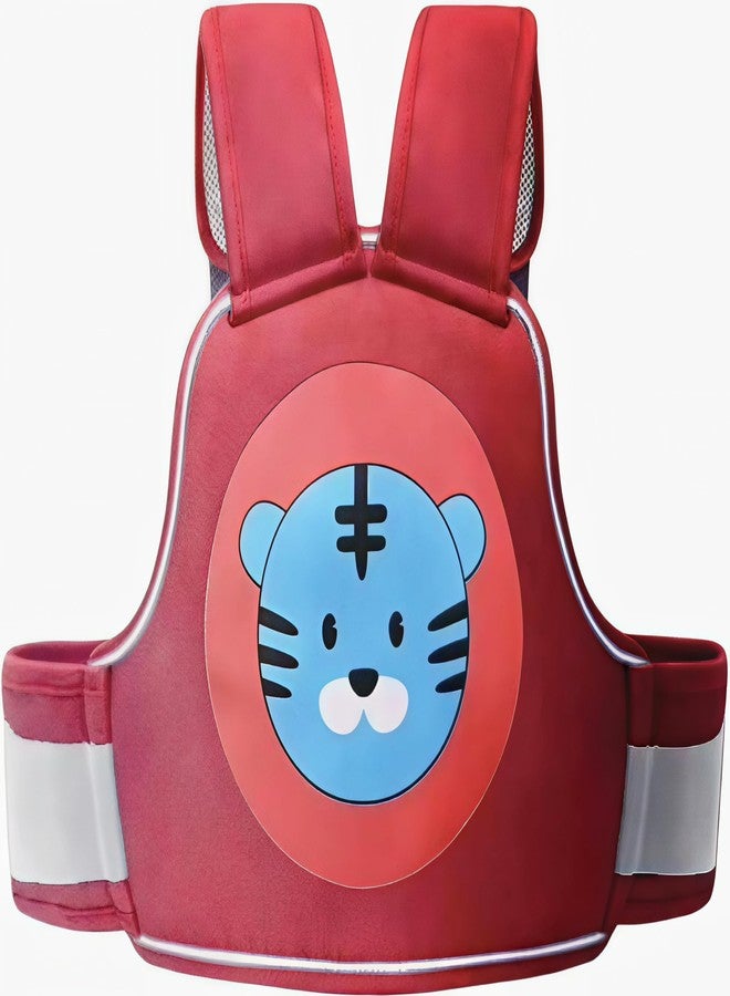 Laee cute Baby Carrier Bag with Tiger Design, Red Padded Safety Harness with Adjustable Straps (Red) - Image 1