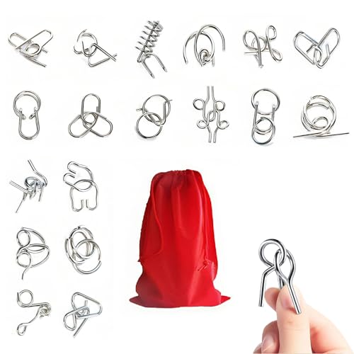Gozaqe Metal Wire Puzzle Game, 18 PCS Brain Games, Intelligence Development, Brain Teasers Mind Games, Fidget Toys Puzzle for Adults (Included A Storage Bag) - Image 3