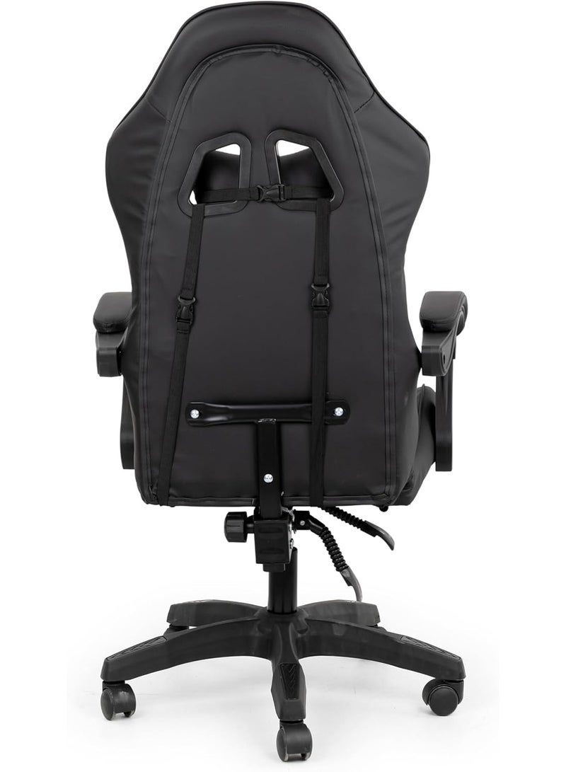 Multi Home Furniture Black Gaming Chair - Ergonomic Recliner with Footrest, Lumbar Support & Head Pillow - Image 5