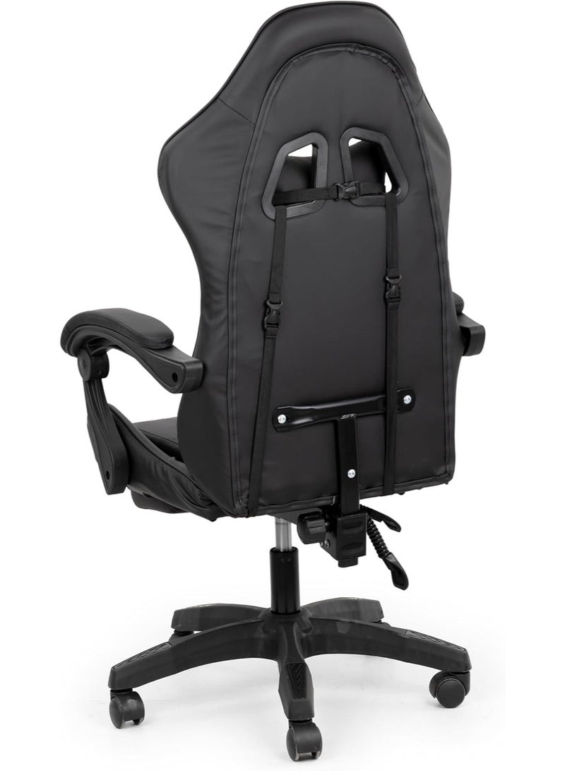 Multi Home Furniture Black Gaming Chair - Ergonomic Recliner with Footrest, Lumbar Support & Head Pillow - Image 2