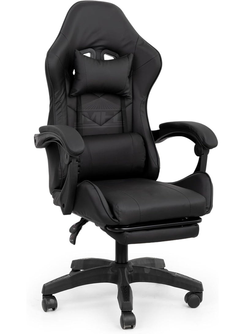 Multi Home Furniture Black Gaming Chair - Ergonomic Recliner with Footrest, Lumbar Support & Head Pillow - Image 3