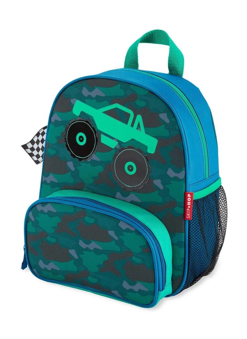 Skip Hop Skip Hop Spark Style Truck Design Kids Backpack, Preschool Backpack for Boys and Girls, Spacious, Adjustable Padded Straps, Side Mesh Bottle Pocket, Durable and Easy to Clean, Suitable for Ages 3 Years+, Green - 12 Inches  - Image 1